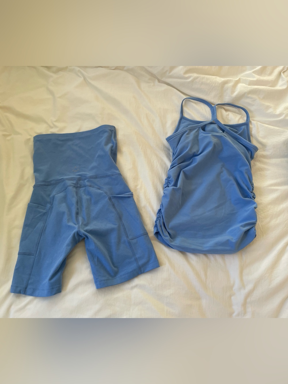 Women’s beyond yoga maternity set - size small biker shorts and racer back tank